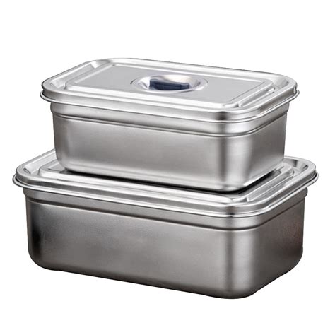 Large stainless steel container.  Stainless Steel Rectangular Food Storage Box, Var...