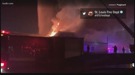 Large warehouse on fire in St. Louis, north of downtown