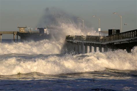 Large waves damage Ocean Beach Pier