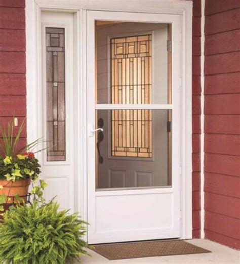 Shop LARSON Mobile Home 32-in x 75-in White Mid-view Self-storing Wood Core Storm Door with White Handle in the Storm Doors department at Lowe's.com. Create the entry that matches your lifestyle from our wide selection of storm doors. Whether you want extra protection for your home, more fresh air and