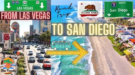  Journey Information. There are 51 intercity buses per day from Las Vegas to San Diego. Traveling by bus from Las Vegas to San Diego usually takes around 11 hours and 21 minutes, but the fastest Las Vegas Shuttles bus can make the trip in 5 hours and 47 minutes. 