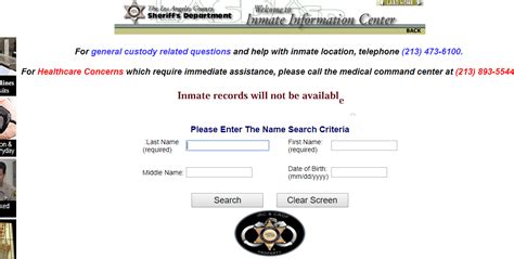 Inmate Custody Information. INMATE RECEPTIO