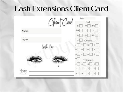 Lash Extension Client Record Card Printable Eyelash - Etsy Lash ...