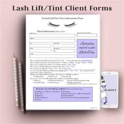 Lash Lift/Tint Client Forms Client Consent Form Client Etsy Eyelash