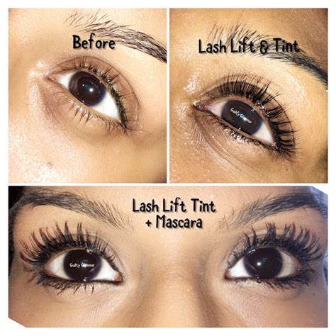 Lash tint and lift. Lift and tint showcases your natural lashes at their very best – and they still look natural. They're slightly curled and the lift gives an illusion of extra length. They'll open up your eyes, and the tint enhances their colour. Not to be confused with lash extensions, which actually add extra length, rather than just giving the illusion of it. 