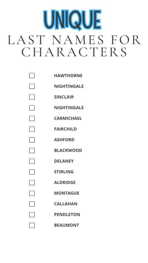 Last namesunique. .  ...