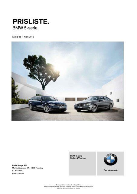 Last ned. Gyldig prisliste for BMW 5-serie Sedan. - yumpu.com