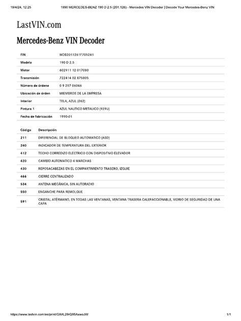Last vin.  Vin Nummer VIN decoder for Mercedes-Benz retrieves detailed information about t...