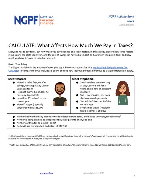 Lastname Firstinitial Calculate What Affects How Much We Pay in Taxes