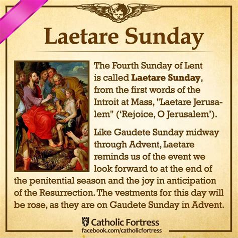 Laetare Sunday is also known as Rose Sunday, Refreshment Sunday, or Mothering Sunday. Historically, servants were released from service for the day to visit …. 