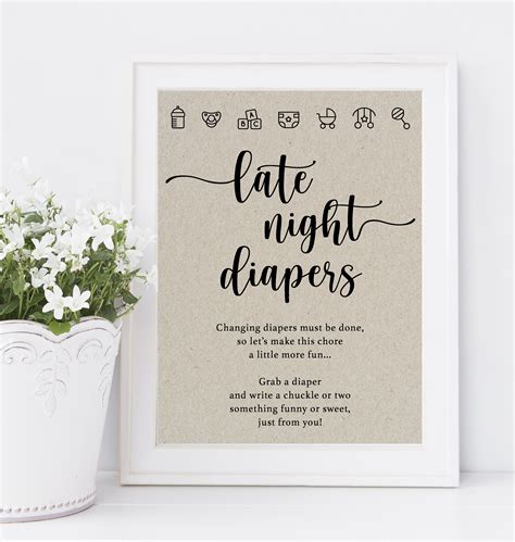 Late Night Diapers Night Diaper Sign Diaper Messages Diaper Etsy