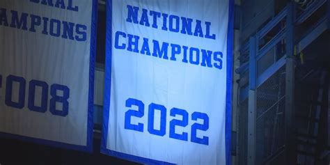 Allen Fieldhouse erupts as the 2022 NCAA Championship banner is