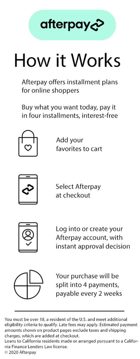 Afterpay is a free service when you pay on time - there are no upfront fees charged or any interest incurred. The only fees that may be incurred are late fees if your scheduled payments are unsuccessfully processed and, after being notified, you do not log in to your Afterpay account to make your payment via a different method. We do everything .... 
