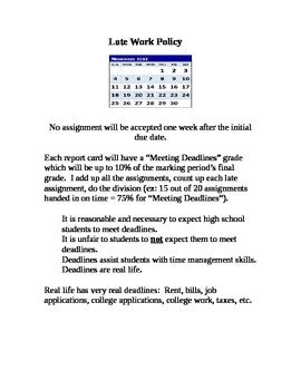Late work policy middle school. .  ...