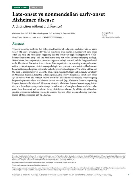 Late-onset vs nonmendelian early-onset Alzheimer disease