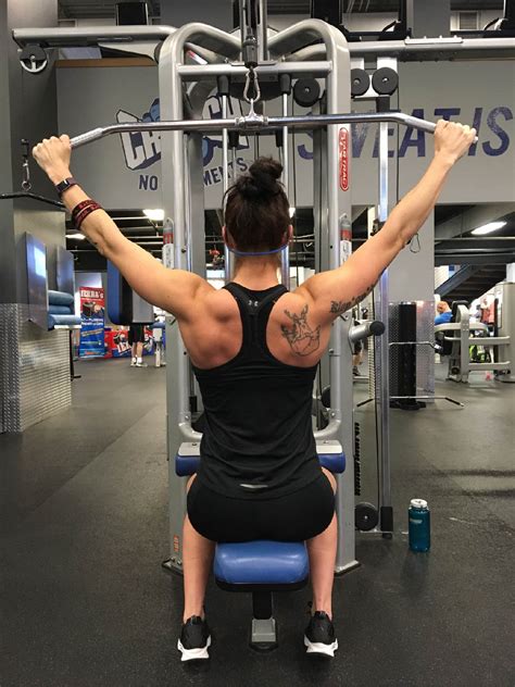 Lateral pull. The slightest change in your form can take the focus of this exercise our of your LATS and place more emphasis on your biceps and upper back. But after you ... 