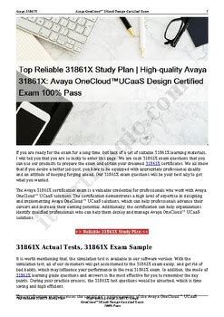 Latest 31861X Study Plan