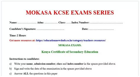 Latest KCSE Mokasa Post Mocks plus answers and confidentials