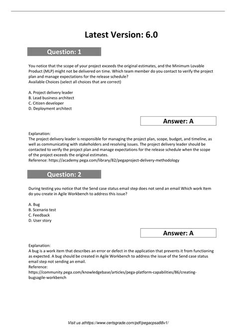 Latest PEGACPBA88V1 Exam Question