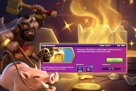 Latest challenge in Clash of Clans Hog Heaven challenge