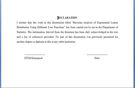 Latex thesis declaration page
