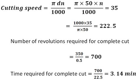 Lathe machine formula: Cutting speed, Depth of cut, …