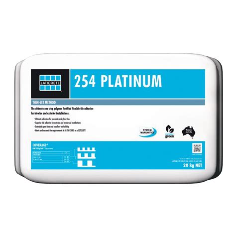 Dec 12, 2017 · 254 Platinum DS-677.0-1017 Data Sheets are subject to change without notice. For latest revision, visit www.laticrete.com. DS-677.1-1017 1. PRODUCT NAME ¥ 254 Platinum 2. MANUFACTURER Suitable Substrates LATICRETE International, Inc. 1 LATICRETE Park North Bethany, CT 06524-3423 USA 