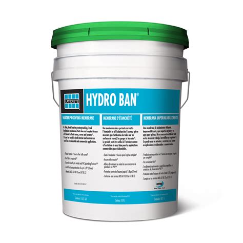 Ensure that the adhesive contains no solvents. If there is a question as to the compatibility of the vinyl adhesive and the membrane, apply a continuous 1/8" (3mm) thick coating of a LATICRETE liquid latex thin-set mortar to the membrane and allow to harden. Then install the vinyl flooring. HYDRO BAN XP DS 36642.