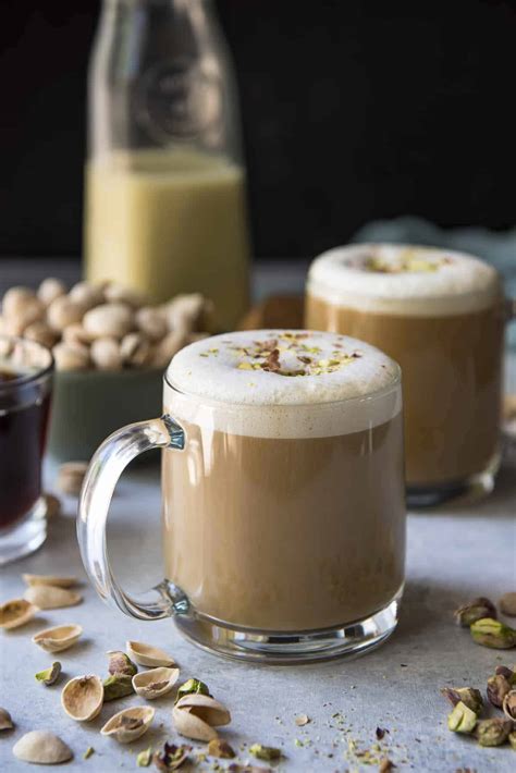 Latte pistachio. Sweet pistachio flavor paired with espresso and milk, served over ice and finished with a salted brown-buttery topping: a creamy, smooth iced latte made to keep you renewed in the new year. 260 calories, 40g sugar, 6g fat 