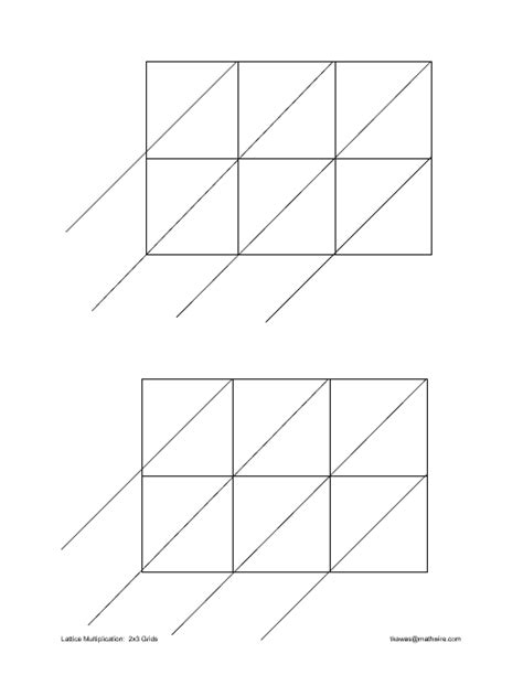 Lattice Multiplication Chart 2x3 Grids Download Printable PDF