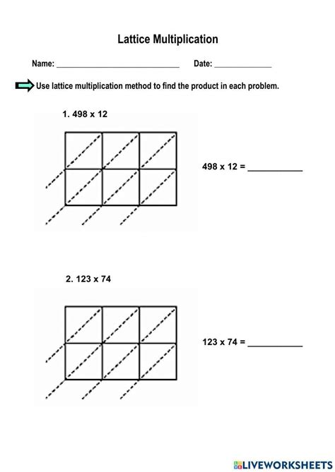 Lattice Multiplication interactive worksheet