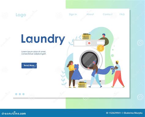 Laundry Vector Website Landing Page Design Template Stock Vector