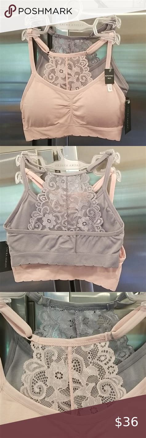 Laura Ashley Wireless Lace Bra Bralette Removeable Pads Size Large