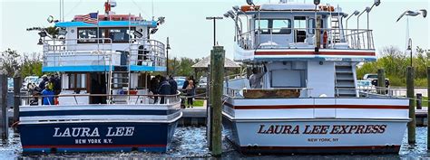 Laura lee fishing boat. IP 3X DAILY! FISHING TICKETS. FISHING REPORT. PRIVATE CHARTERS. ★ 2023 CAPTREE FISHING SEASON IS HERE! ★. Captree Fluke Fishing Trips 7am-11:30am Trips & 12pm - 4/4:30pm Trips*. Captree Nightly Blue Fish & Weak Fish Light Tackle Casting at 6pm - 10/10:30pm. STRIPED BASS COMING THIS OCTOBER! 