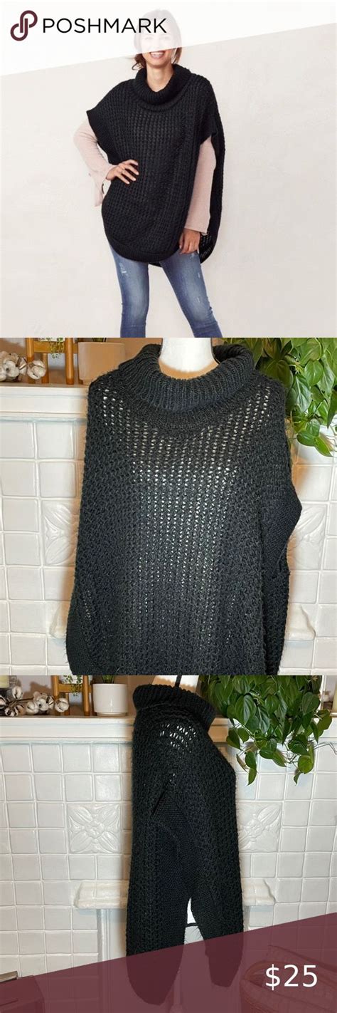 Lauren Conrad Black Slouchy Poncho Conrad black, Warm …