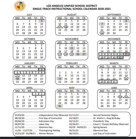 Lausd Calendar 2122 Customize and Print