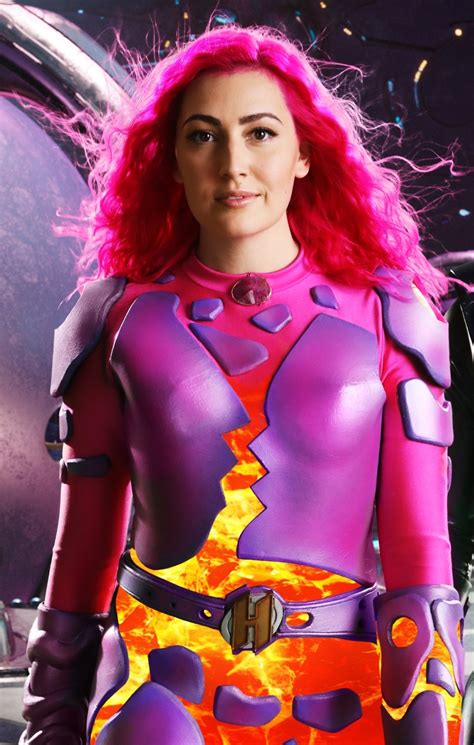 Fans of The Adventures of Sharkboy and Lavagirl in 3D will love transforming into the Lavagirl AKA Queen of Earth's volcanoes. This Lavagirl toddler costume is comprised of a stretchy jumpsuit which zips up in back and features images of a belt and volcanic cracks. A pair of magenta gauntlets are worn over the forearms to look like armor.