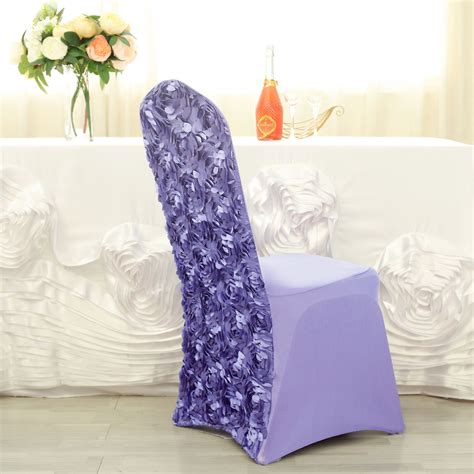 Lavender Satin Rosette Spandex Stretch Banquet Chair Cover Fitted Chair …