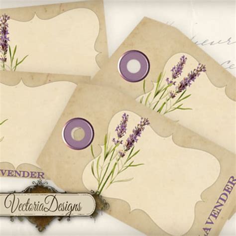 Lavender Tags and Labels Printable Add Text Paper Craft Art Etsy