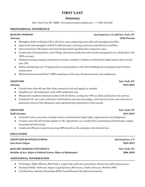 Law CV example smart template in MS Word format