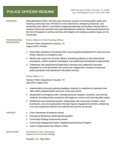 Law Enforcement Resume Example