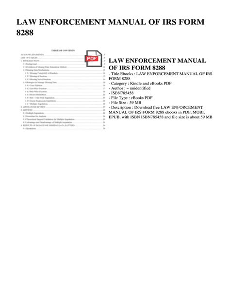 Law enforcement manual of irs form 8288. - Lengua y comunicación en el español del turismo.