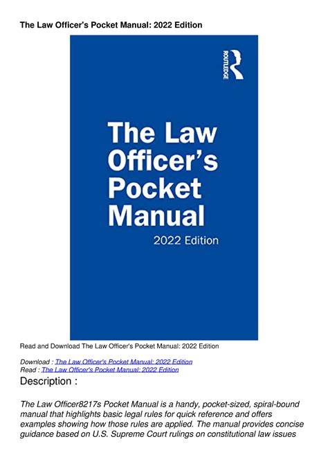 Law officers pocket manual study guide. - Briggs and stratton engine manuals 350777.
