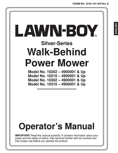 Lawn boy silver series user manual. - Manual for 94 honda trx 300 4x4.