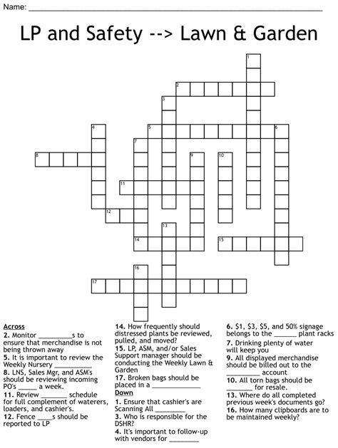 Lawn care brand crossword clue. We found 3 answers for the crossword clue Big name in lawn care. If you haven't solved the crossword clue Big name in lawn care yet try to search our Crossword Dictionary by entering the letters you already know! (Enter a dot for each missing letters, e.g. "P.ZZ.." will find "PUZZLE".) Also look at the related clues for crossword clues ... 