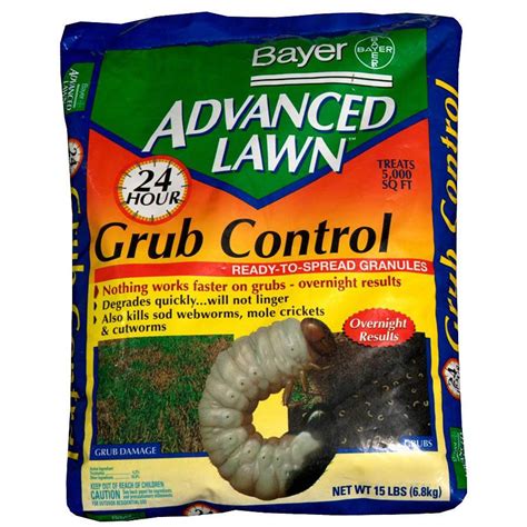 Lawn grub control. COVERAGE This bag covers up to 5,000 sq ft (14.35Ib bag) (white grubs & European crane flies) 3,775 sq ft (mole crickets) QUICK FACTS. Easy-To-Use Granules. Kills Mole Crickets, European Crane Flies and White Grubs Early. Before They Damage the Lawn. One Application Kills Mole Crickets, European Crane Flies and White Grubs. 