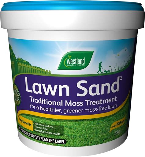 Lawn sand. Westland Lawn Sand, 8 kg*. Provides year round moss control for your lawn. Feeds and nourishes to create a thicker, greener and healthier lawn. Apply using a hand or wheel spreader. BUY ON AMAZON. Lawn sand is a type of lawn tonic used to improve the overall condition of a garden lawn. It’s sold as a granular substance that features two key ... 