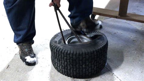 Lawn tractor Tire repair install inner tube - YouTube