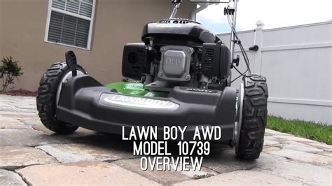 Lawnboy 10739. AWD Lawn-Boy Mower (10739/17739) Lawn-Boy's all wheel drive lawn mower makes mowing slopes and hills easy. All 4 wheels are engaged and giving you great traction in tough mowing conditions. 