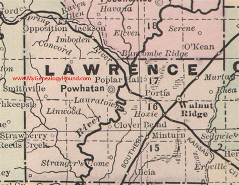 Lawrence County, Arkansas 1889 Map